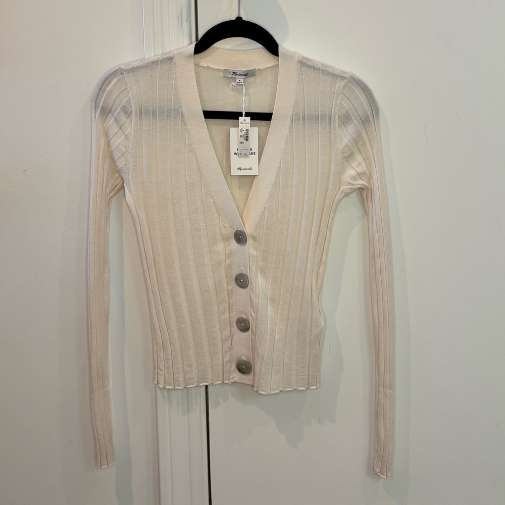 Madewell Women's Cream Button-Up Sweater